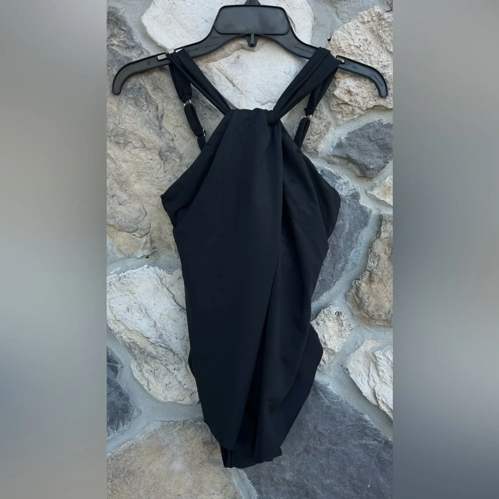 Magicsuit Miraclesuit 8 Black One Piece Swimsuit High Neck Modest Tummy Control